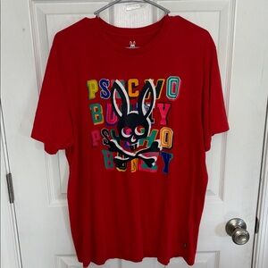 Psycho Bunny Multicolor Logo Red Tee